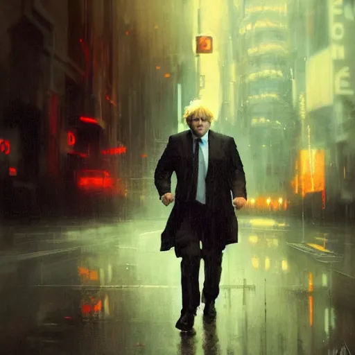 Prompt: boris johnson, hyperrealistic portrait, bladerunner street, art of elysium by jeremy mann and alphonse mucha, fantasy art, photo realistic, dynamic lighting, artstation, poster, volumetric lighting, very detailed face, 4 k, award winning