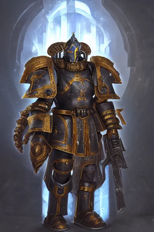 Image similar to armor portrait heros warhammer 4 0 k horus heresy fanart - the primarchs emperor by johannes helgeson animated with vfx concept artist & illustrator global illumination ray tracing hdr fanart arstation zbrush central hardmesh 8 k octane renderer comics stylized