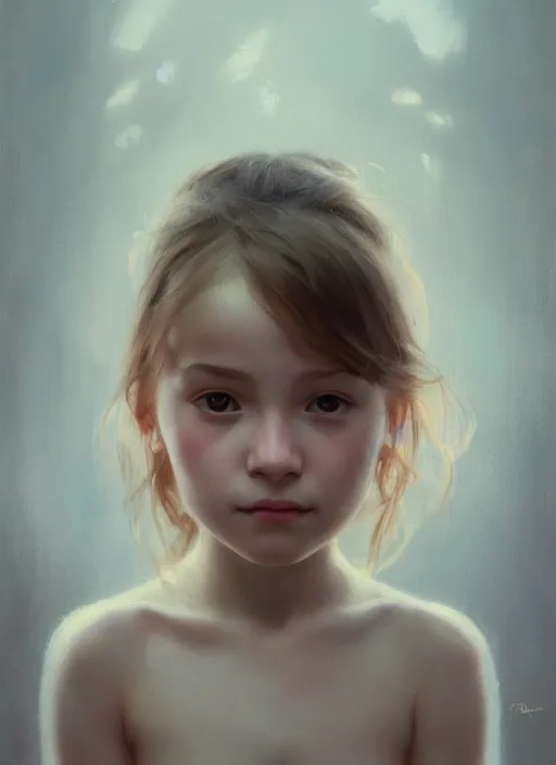 Prompt: realistic tender sweet portrait of a young cute girl with a nice heart as tattoo on the center of face, symmetrical eyes, portrait illustration, trending on artstation, characterdesign, sharp focus, illustration, art by ruan jia, ghibli, elena shumilova, leah robinson