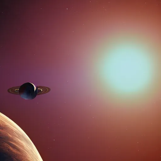 Prompt: a spaceship flying by a planet, highly detailed, ultra realistic, ray - traced, 4 k, nasa photography
