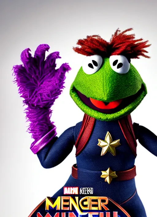 Prompt: studio portrait still of muppet!!!!! captain marvel in avengers endgame!!!!!! as a muppet muppet as a muppet, 8 k, studio lighting, key light,