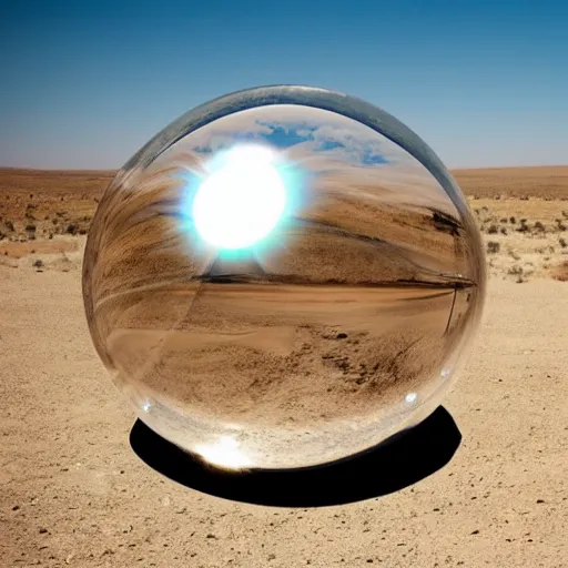 Image similar to a huge transparent sphere in a desert