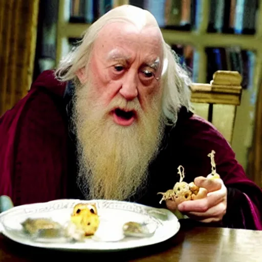 Image similar to dumbledore eating a baby