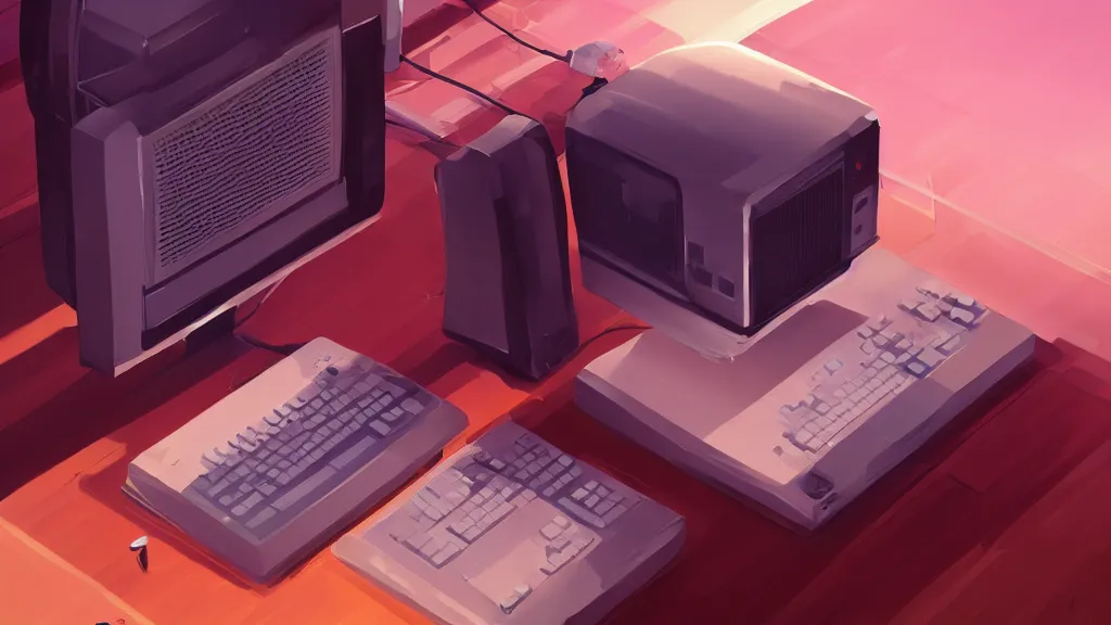 Prompt: stylized minimalist retro computer, sony, panasonic, loftis, cory behance hd by jesper ejsing, by rhads, makoto shinkai and lois van baarle, ilya kuvshinov, rossdraws global illumination