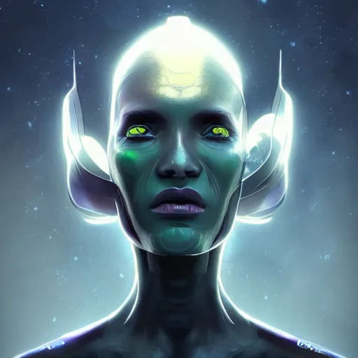 Image similar to beautiful portrait of a scifi alien character, artstation