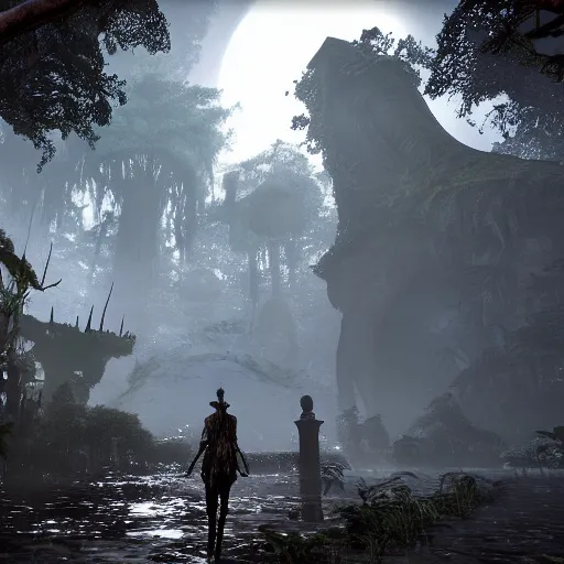 Image similar to a stunning view of a large rainforest in bloodborne, stunning screenshot