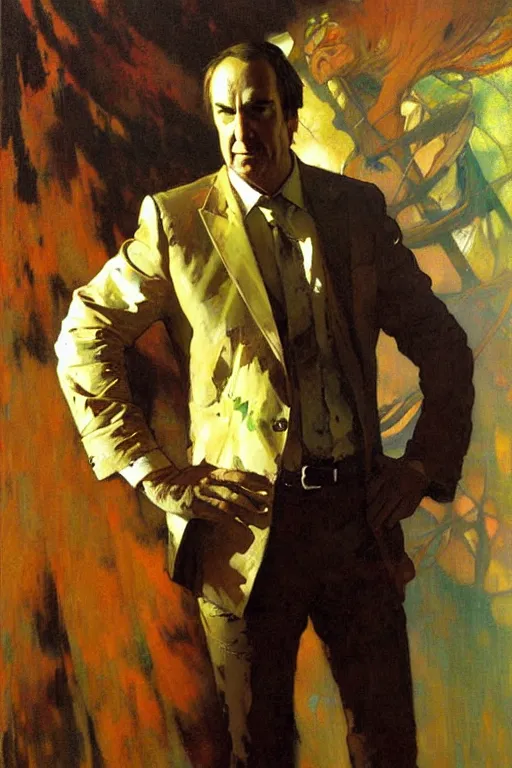 Prompt: saul goodman, painting by'phil hale '!!! gaston bussiere, craig mullins, greg rutkowski, alphonse mucha