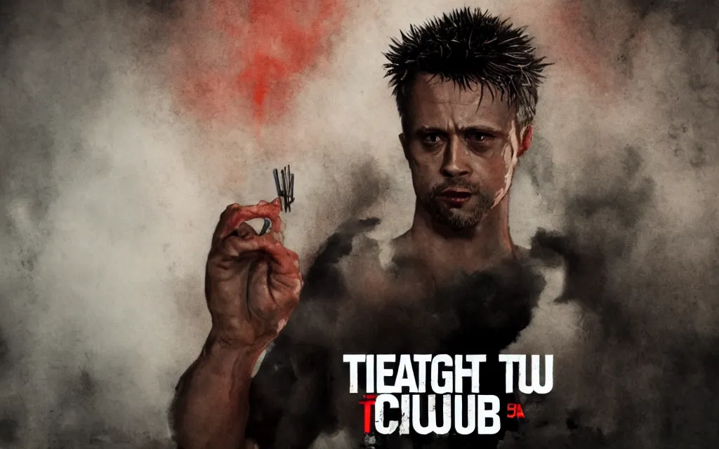 Image similar to fight club tyler durden sigma portrait, album cover, atmospheric, mist, epic, photorealistic, realistic, rule of thirds, extremely detailed, 4 k, 8 k, unreal engine 5 render, rim lighting, rtx, ray traced lighting, shot on 3 5 mm, film grain