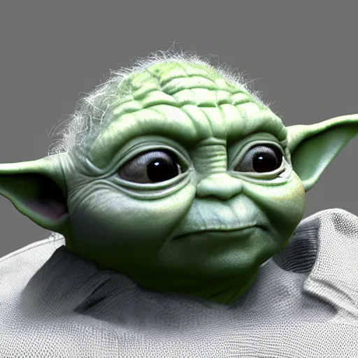 Image similar to “ baby yoda head on the body of brock lesnar, hiperrealist, photorealist, unreal engine 5, 4 k uhd ”