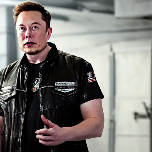 Image similar to Elon Musk in Sons of anarchy very detail4K quality super realistic