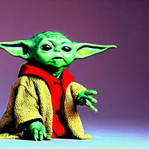 Image similar to a film still of baby yoda wearing 1 9 9 0 s hip hop outfit realistic, detailed