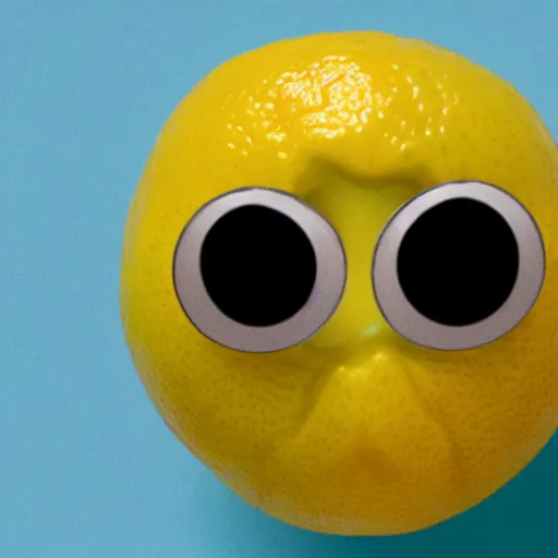 Prompt: a lemon with 3 eyes