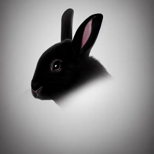 Prompt: cute black rabbit portrait, gradient background, fantasy art, concept, art, computer art, high detail, 4 k