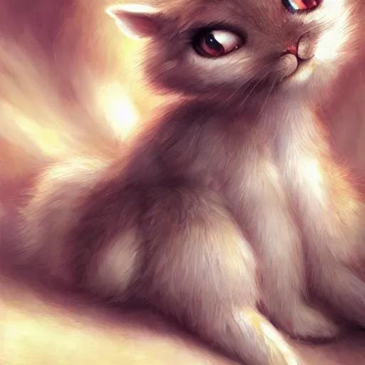 Prompt: cute anthropomorphic bunny, green eyes, light brown fur, anime, wlop, artgerm, royo