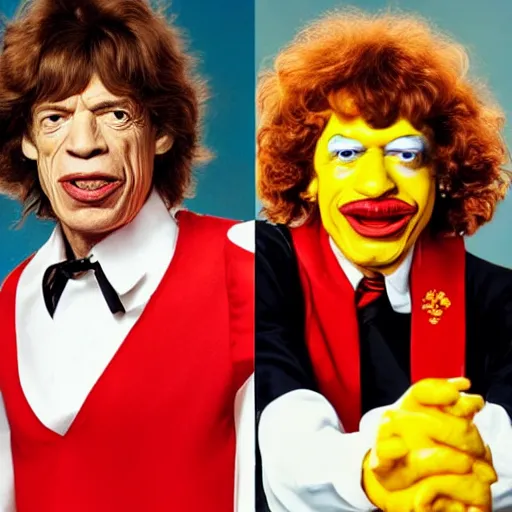 Prompt: mick jagger ronald mcdonald