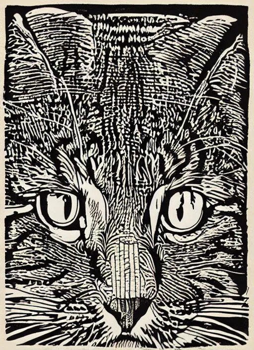 Image similar to cat woodcut print by Samuel Jessurun de Mesquita