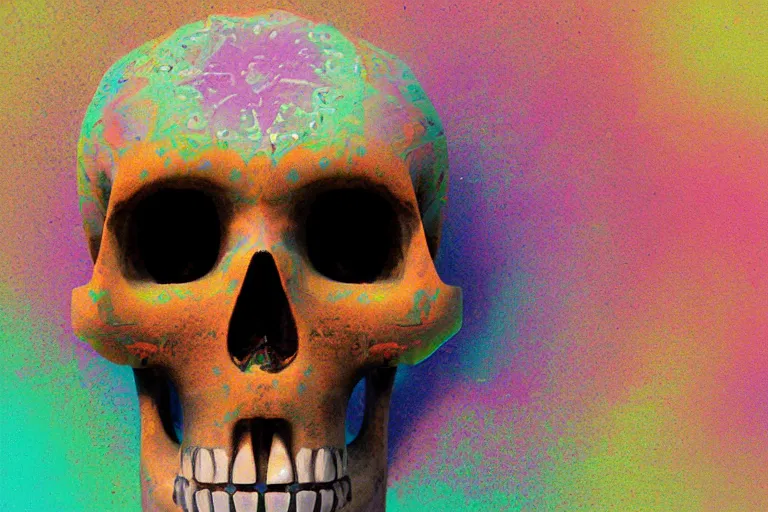 Image similar to aztec skull digitally painted by Beeple