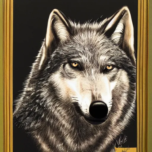 Image similar to portrait of retarded wolf, da vinc