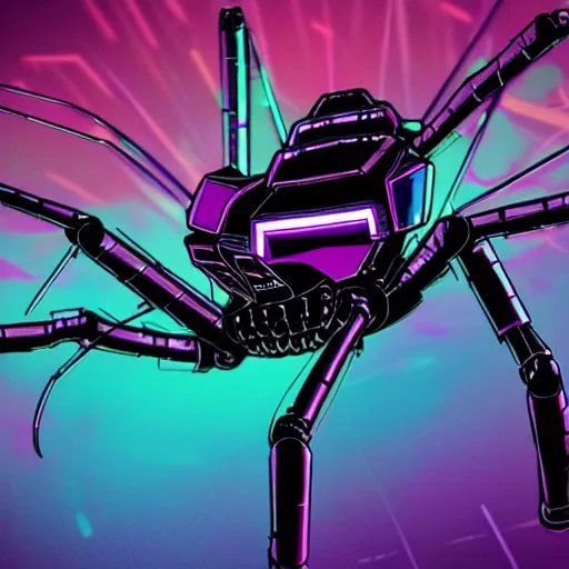 Prompt: synthwave robot spider