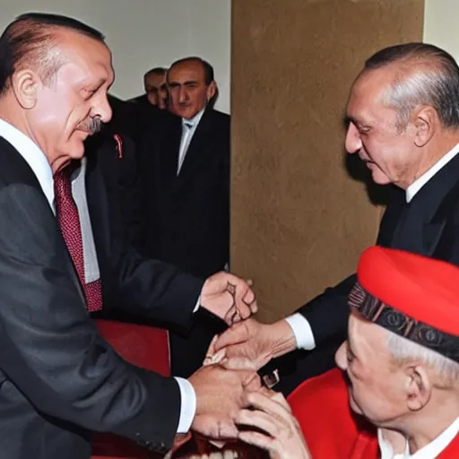 Prompt: recep tayyip erdogan kisses ataturk's hand