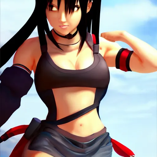 Prompt: high quality tifa lockhart dressed as avatar aang, trending on artstation