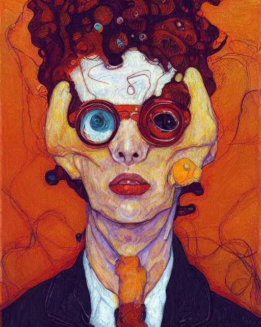 Prompt: portrait of orange cthulhu by greg rutkowski in the style of egon schiele