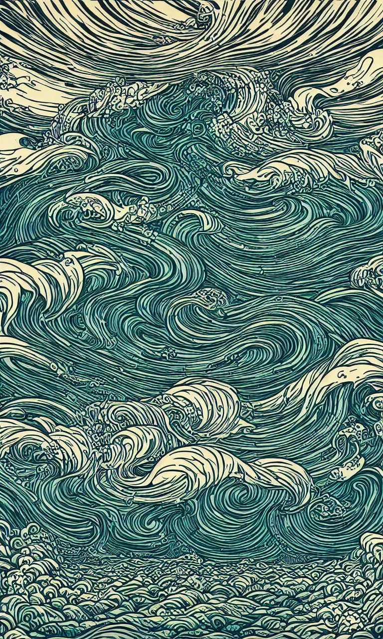 Image similar to hypervivid intense mcbess, the sea by dan mumford