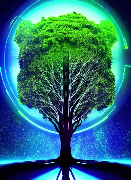 Image similar to high depth, collective civilization tree, calm, healing, resting, life, hybrids, scifi, glowing lights, published concept art, mixed medias, image overlays, sharp focus, winning illustration, eyes reflecting into eyes into infinity, singularity!!!, 3 6 0 projection, art in the style of all