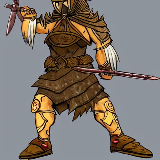 Image similar to a warrior character design in the style of dave guertin