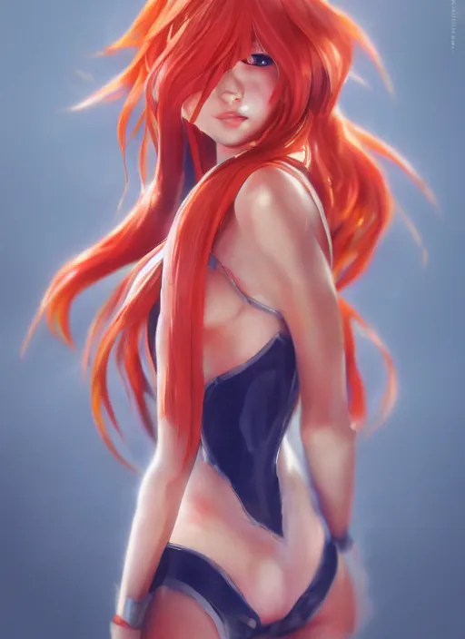 Image similar to asuka langley soryu, from league of legends, hyper detailed, digital art, trending in artstation, cinematic lighting, studio quality, smooth render, fluorescent skin, unreal engine 5 rendered, octane rendered, art style by klimt and nixeu and ian sprigger and wlop and krenz cushart