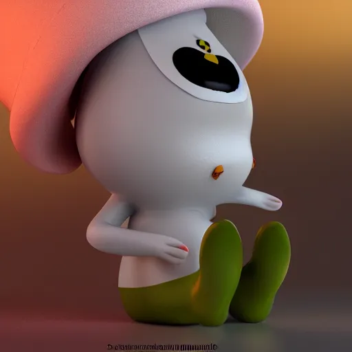 Image similar to 3 d model, moomin doll, by takashi murakami, octane render