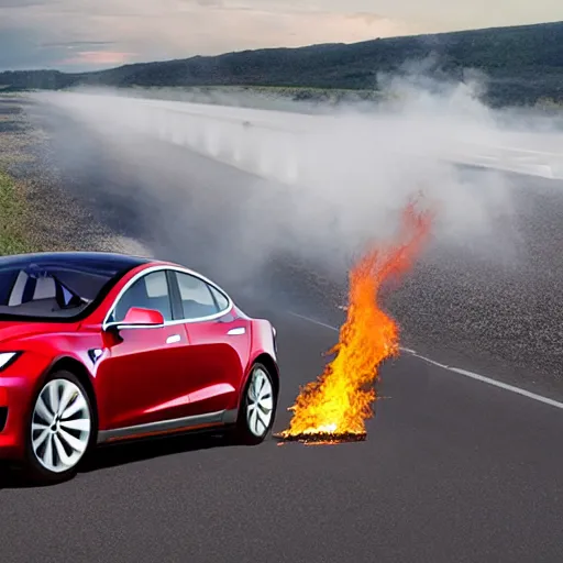 Image similar to Flyer warns Tesla vehicles may suddenly start on fire if you eat tacos