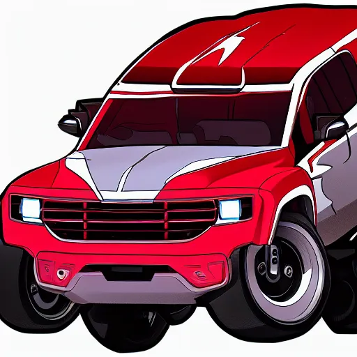 Image similar to zero two from darling in the franxx driving!!! a dodge ram truck