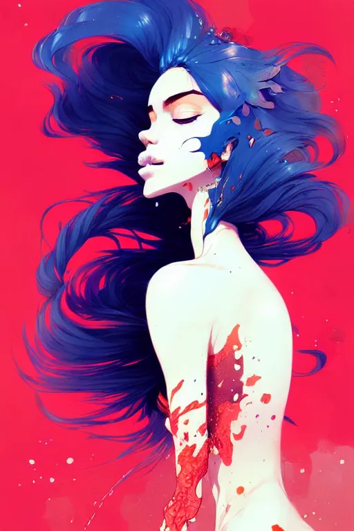 Image similar to a ultradetailed beautiful panting of a stylish woman with hair made out of water, by conrad roset, greg rutkowski and makoto shinkai trending on artstation