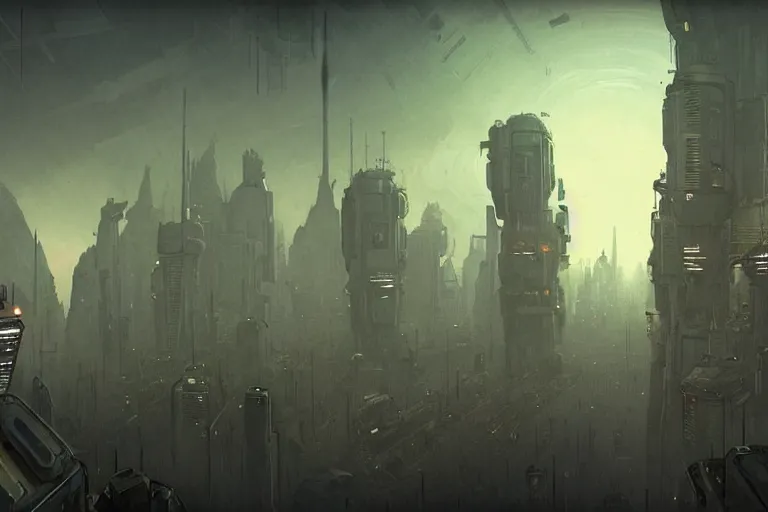 Prompt: off world colonies by ian mcque, matte, masterpiece, atmospheric, wide angle shot