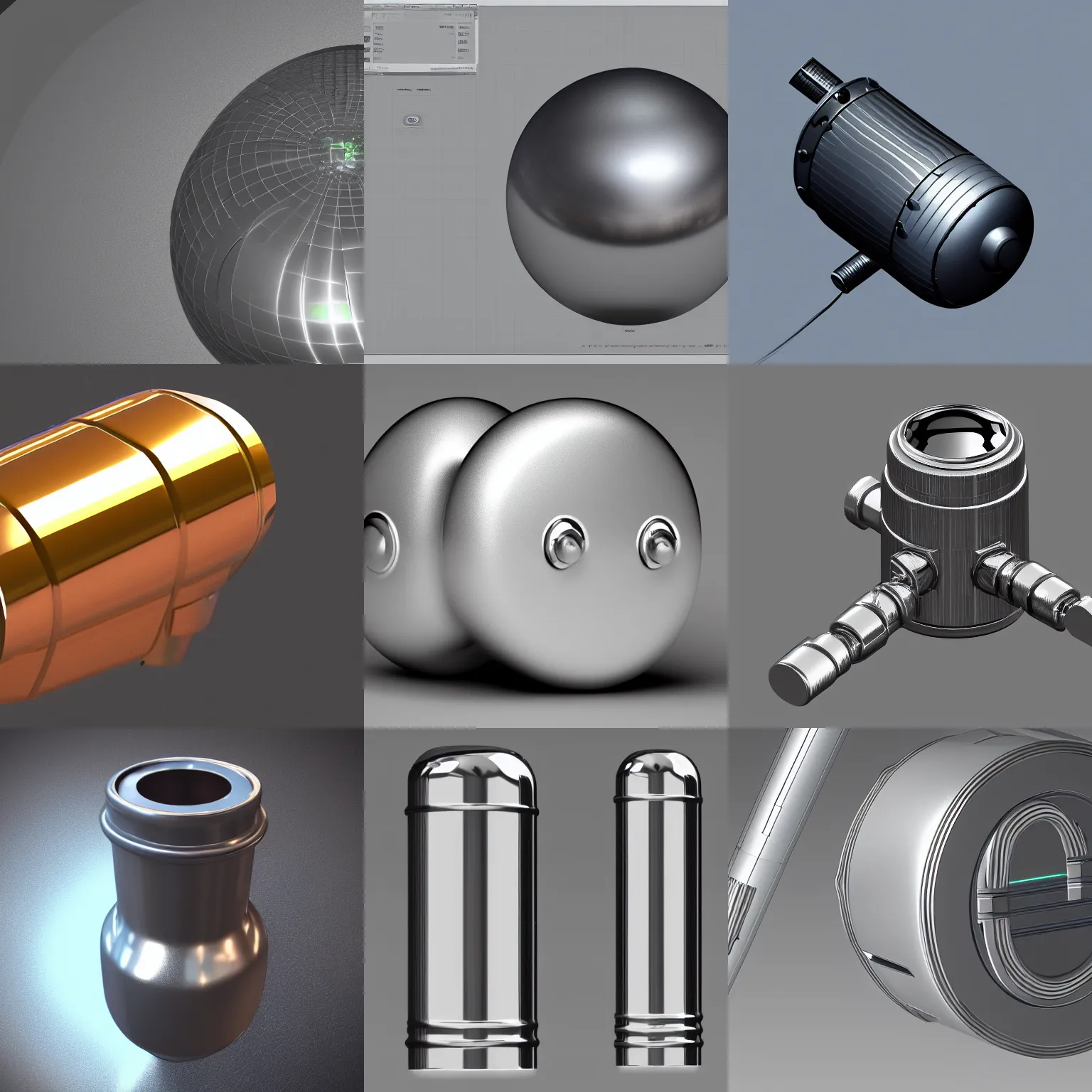 Prompt: big metallic capsule connected to pipelines, purpose is pump, raytracing, reflections