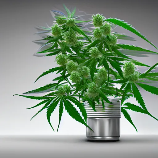 Prompt: digitized and mechanical cannabis plant