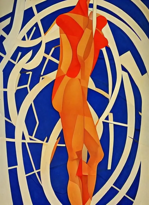 Prompt: ( constructivism monumental dynamic graphic ) super flat style figurative detailed portrait by avant garde painter and leon bakst, illusion surreal art, highly conceptual figurative art, intricate detailed illustration drawing, controversial poster art, geometrical drawings, no blur