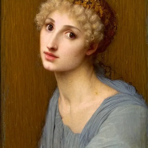 Image similar to a renaissance oil painting portrait by alma tadema of a holy divine prophet beautiful saint blonde woman, dark lit candles, colourful pastel, detailed academic bouguereau, sharp focus, high contrast studio lighting