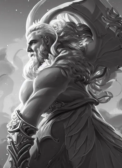 Image similar to a highly detailed illustration of zeus, intricate, elegant, highly detailed, centered, digital painting, artstation, concept art, smooth, sharp focus, league of legends concept art, wlop.