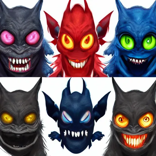 Image similar to front and back character view of scary, giant, mutant, mutated, dark blue humanoid bat, glowing red eyes, flying above a stormy ocean, sharp teeth, acid leaking from mouth, realistic, giant, bat ears, bat nose, bat claws, bat wings, furred, covered in soft fur, detailed, trending on artstation clean concept art and sheet that using unreal engine 5 render and hyper detailed 3D texture with cinematic software light 85mm f/1.4