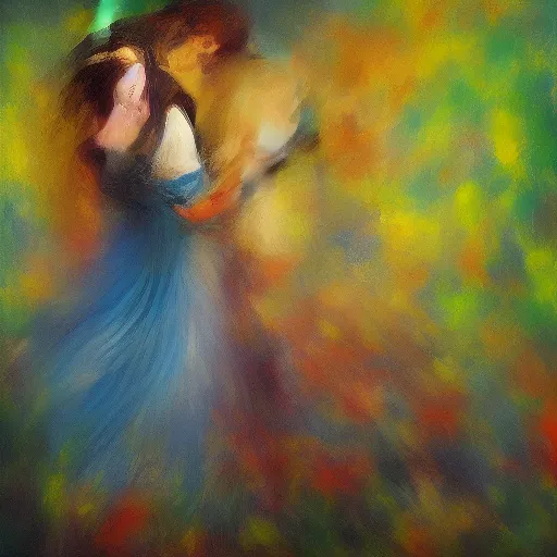 Prompt: love in motion, painting, impressionistic art