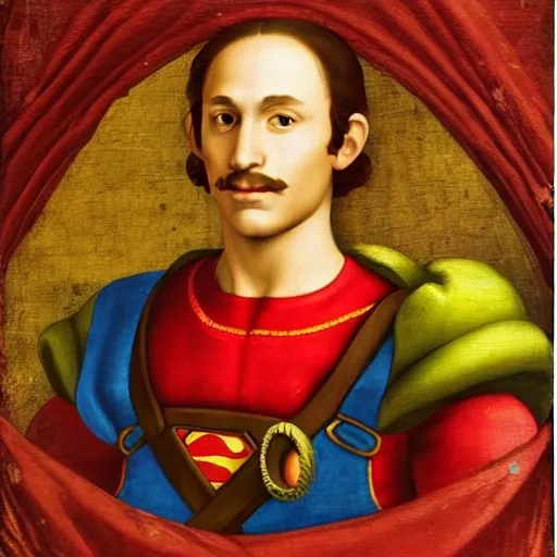 Image similar to a beautiful portrait of super - mario!!!!!! renaissance painting by da vinci