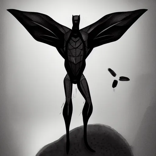 Image similar to an humanoid mothman very stylized, slim, in the style of john park, digital art painting, winning award image, matte painting, superb, trending in artstation