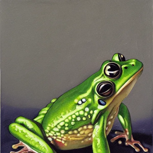 Image similar to Portrait of a frog, Oil on canvas, Centre Pompidou catalog