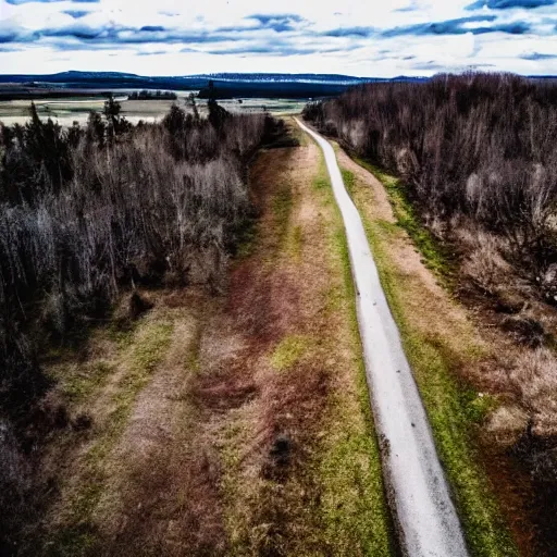 Image similar to drone fotage of an old abandoned road