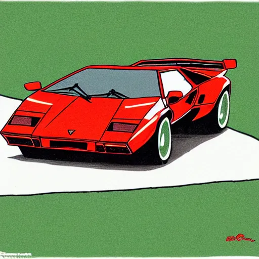 Lamborghini Countach, cartoonish, cartoon, | Stable Diffusion | OpenArt