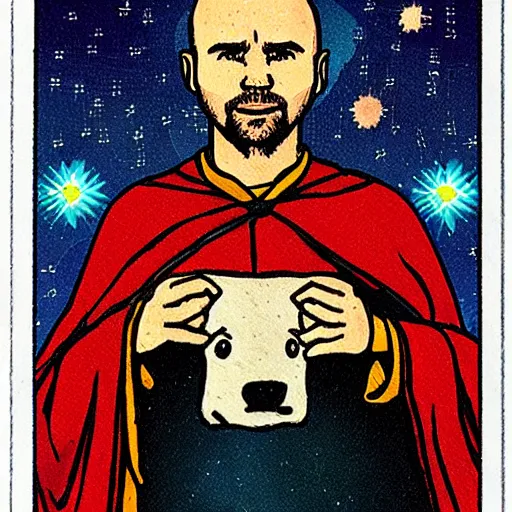 Image similar to Karl Pilkington tarot card