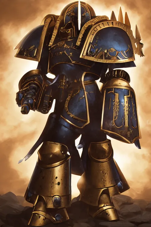 Image similar to armor portrait heros warhammer 4 0 k horus heresy fanart - the primarchs emperor by johannes helgeson animated with vfx concept artist & illustrator global illumination ray tracing hdr fanart arstation zbrush central hardmesh 8 k octane renderer