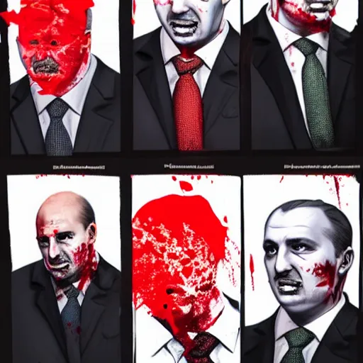 Image similar to Alexander Lukashenko as The American Psycho, covered in blood